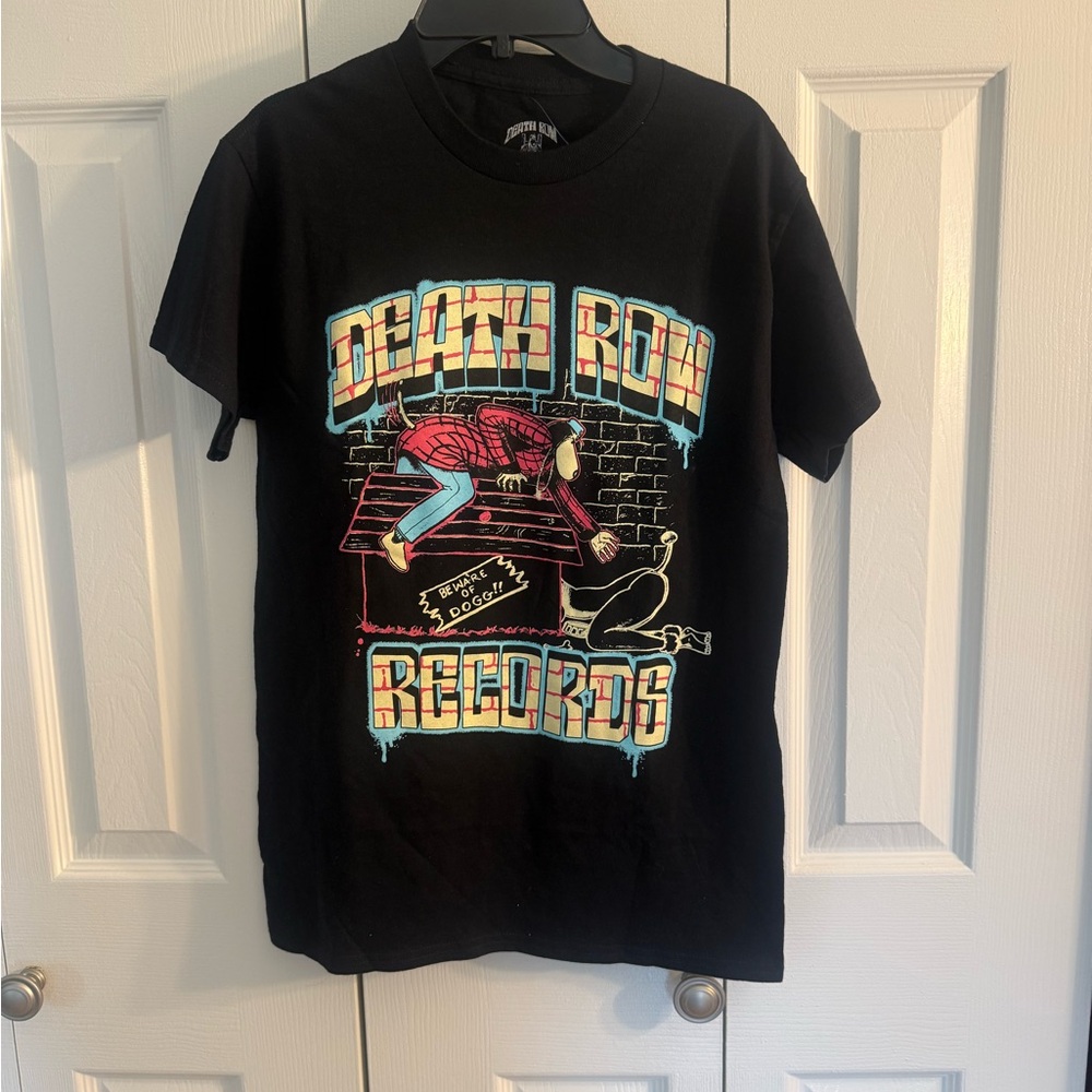 Spencer's Black Death Row Records Graphic Tee with Red & Blue Accents